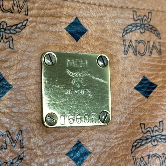 (L4) Authentic MCM Crossbody Bag Brown PVC Luxury Vintage Designer Handbag - Picture 8 of 9